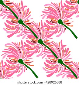 Seamless pattern with chrysanthemum flowers.