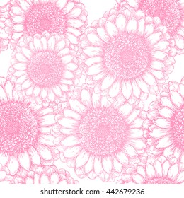 Seamless pattern with chrysanthemum flowers