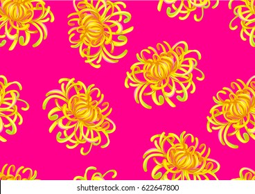 Seamless pattern with chrysanthemum flowers. Decorative ornament.