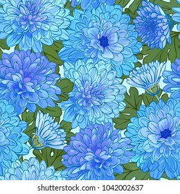Seamless pattern with chrysanthemum flowers. Vector illustration