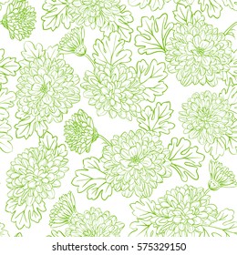 Seamless pattern with chrysanthemum flowers. Vector illustration