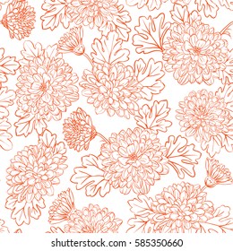 Seamless pattern with chrysanthemum flowers. Vector illustration