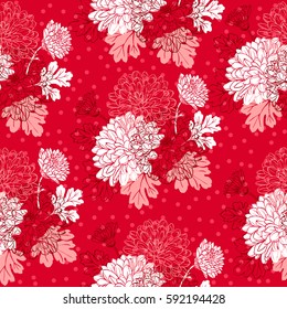 Seamless pattern with chrysanthemum flowers. Vector illustration