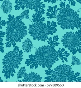 Seamless pattern with chrysanthemum flowers. Vector illustration
