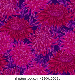 Seamless pattern with chrysanthemums. Vector