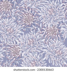 Seamless pattern with chrysanthemums. Vector