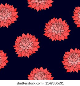 Seamless pattern with chryzantemums flowers. 