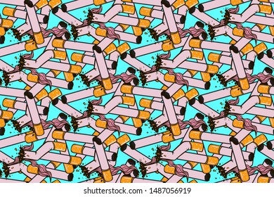 seamless pattern with cigarette butts, trend design