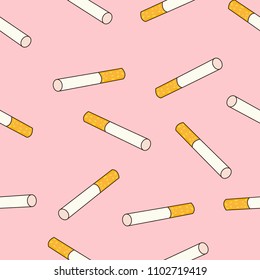 Seamless pattern cigarette on pink background