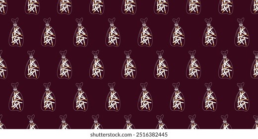 Seamless pattern with cigarettes in plastic bag. Vector background with cigarettes. No smoking and Healthy life concept, No Tabaco. Warning Template for Banner, Flyer, Social media Ads. Design Art