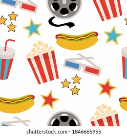 Seamless pattern with cinema elements. Vector illustration
