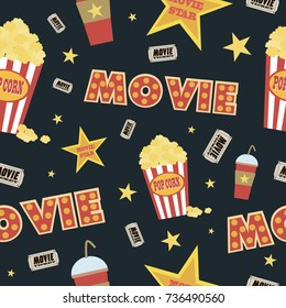 Seamless pattern with cinema objects. Vector illustration