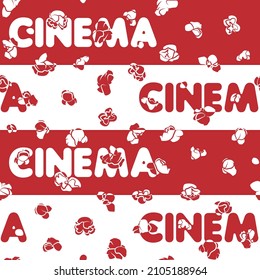 Seamless pattern with cinema and popcorn. Vector background.