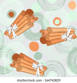 Seamless pattern with cinnamon sticks