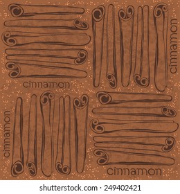 Seamless pattern with  cinnamon sticks. Hand-drawn vector illustration.