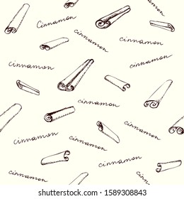 Seamless pattern with cinnamon. Vector image.