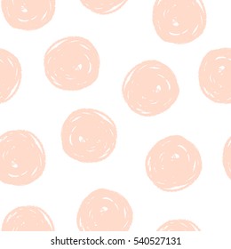 Seamless pattern with circle  brush abstract  spots. Hand drawn graphic elements. Fluent sketchy style.