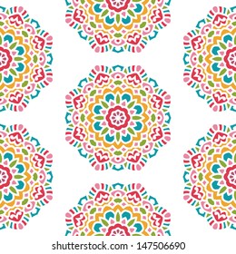 Seamless Pattern With Circle Ethnic Ornament