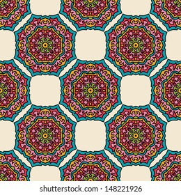 Seamless Pattern With Circle Ethnic Ornament