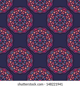 Seamless Pattern With Circle Ethnic Ornament
