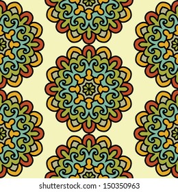 Seamless Pattern With Circle Ethnic Ornament