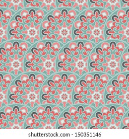 Seamless Pattern With Circle Ethnic Ornament