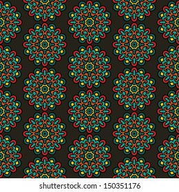 Seamless Pattern With Circle Ethnic Ornament
