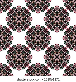 Seamless Pattern With Circle Ethnic Ornament