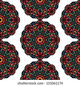 Seamless Pattern With Circle Ethnic Ornament