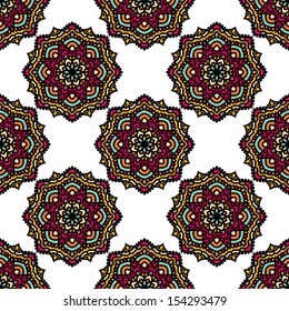 Seamless Pattern With Circle Ethnic Ornament