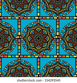 Seamless Pattern With Circle Ethnic Ornament