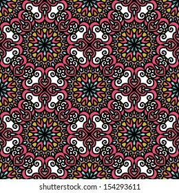 Seamless Pattern With Circle Ethnic Ornament