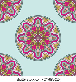 Seamless Pattern With Circle Ethnic Ornament