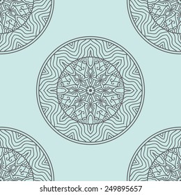 Seamless Pattern With Circle Ethnic Ornament