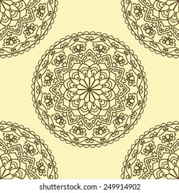 Seamless Pattern With Circle Ethnic Ornament