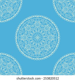 Seamless Pattern With Circle Ethnic Ornament. Abstract Background For Design
