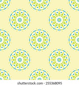 Seamless Pattern With Circle Ethnic Ornament. Abstract Background For Design