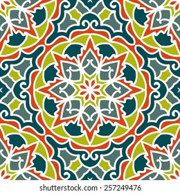 Seamless Pattern With Circle Ethnic Ornament. Abstract Background For Design