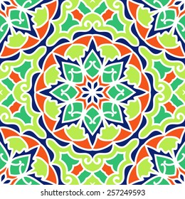 Seamless Pattern With Circle Ethnic Ornament. Abstract Background For Design