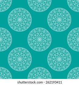 Seamless Pattern With Circle Ethnic Ornament. Abstract Background For Design