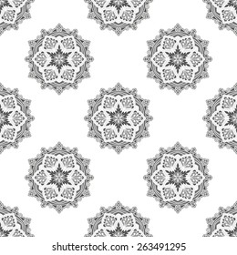 Seamless Pattern With Circle Ethnic Ornament. Abstract Background For Design