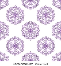 Seamless Pattern With Circle Ethnic Ornament. Abstract Background For Design