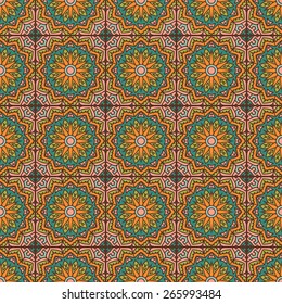 Seamless Pattern With Circle Ethnic Ornament. Abstract Background For Design
