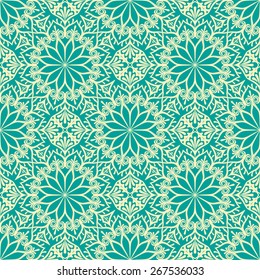 Seamless Pattern With Circle Ethnic Ornament. Abstract Background For Design