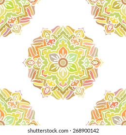 Seamless Pattern With Circle Ethnic Ornament. Abstract Background For Design
