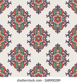Seamless Pattern With Circle Ethnic Ornament. Abstract Background For Design