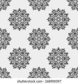 Seamless Pattern With Circle Ethnic Ornament. Abstract Background For Design
