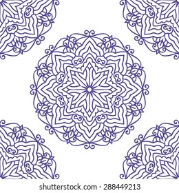 Seamless Pattern With Circle Ethnic Ornament. Abstract Background For Design