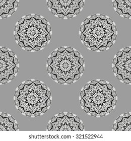 Seamless Pattern With Circle Ethnic Ornament. Abstract Background For Design