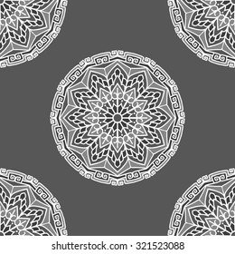 Seamless Pattern With Circle Ethnic Ornament. Abstract Background For Design